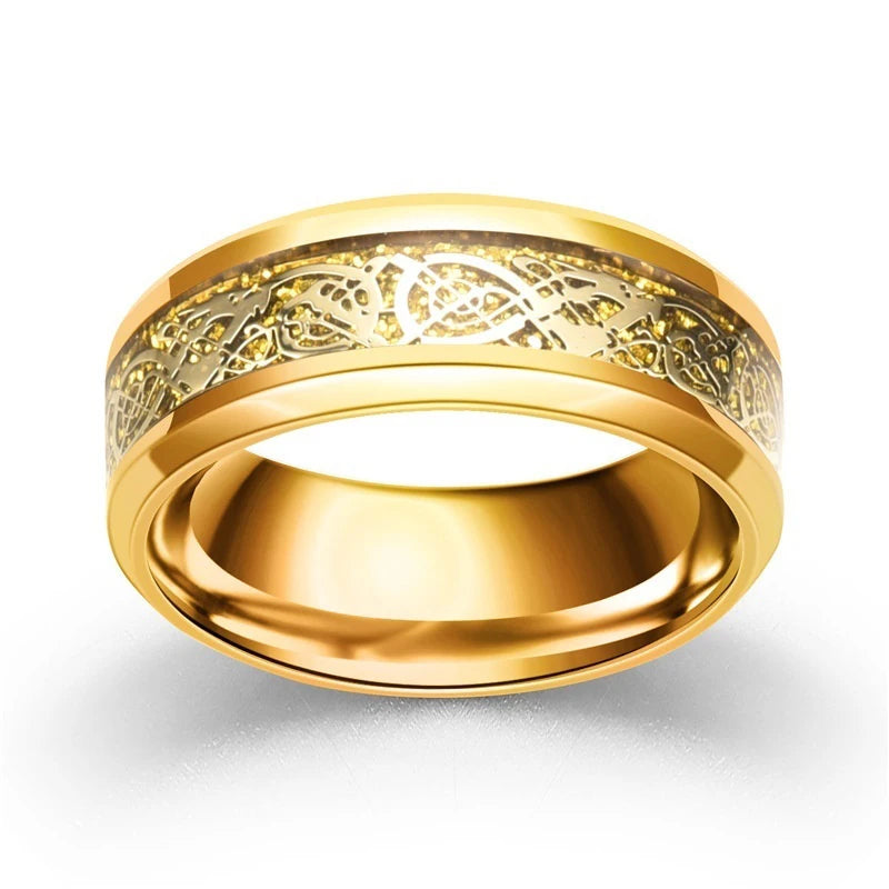 Charme Gold-Farbe Paar Ringe-männer Edelstahl Drachen Muster Ringe frauen Weiß Zirkon Ring Set braut Hochzeit Schmuck