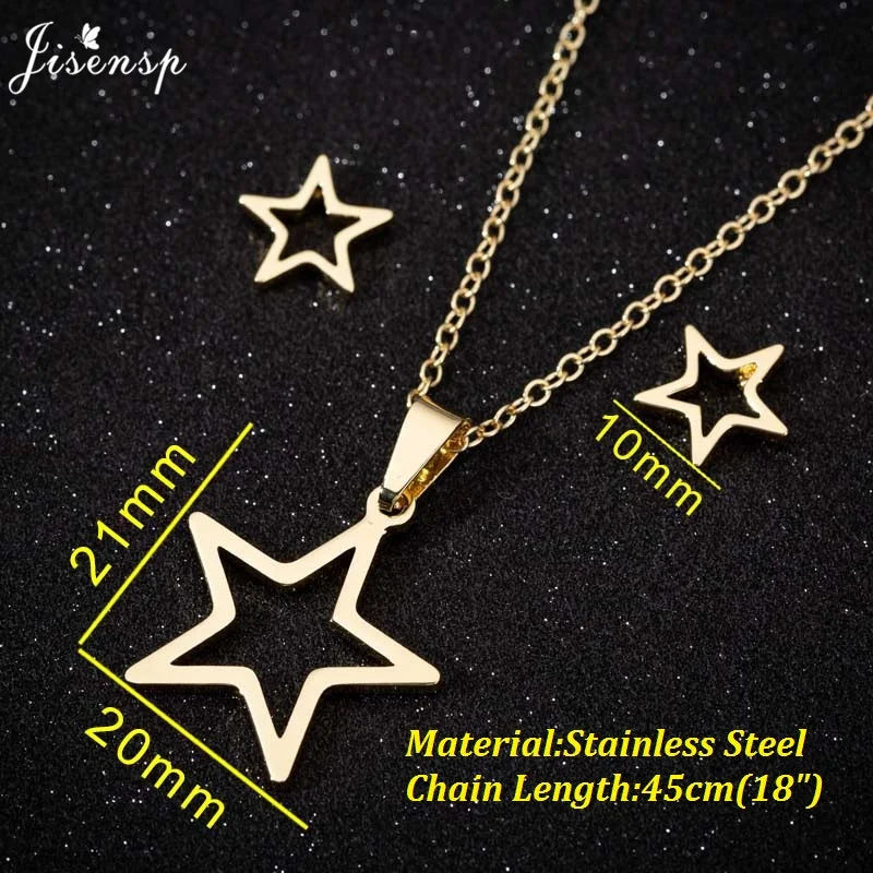 100% Tiny Star Edelstahl Anhänger Halsketten für Frauen Geburtstag Schmuck Einfache Crescent Moon Ohrringe Schmuck Dropshipping