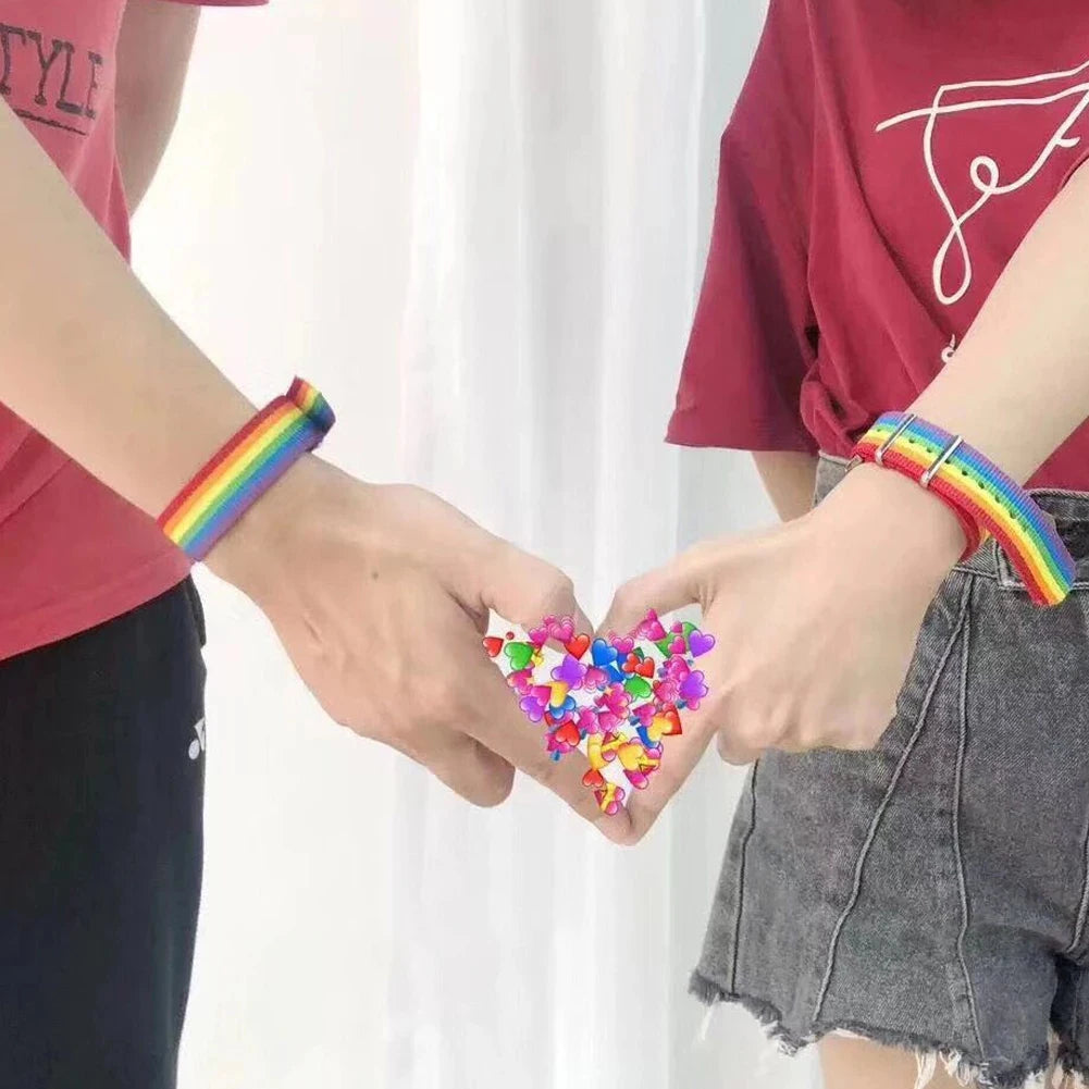 Nepal Regenbogen Lesben Homosexuell Bisexuelle Transgender Armbänder für Frauen Stolz gewebt geflochtene Männer Paar Freundschaftsschmuck