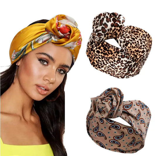 2022 neue Mode Frauen falten Eisendraht Stirnband böhmischen Mädchen Kreuz Turban Bandanas drucken Haar bänder Haarschmuck