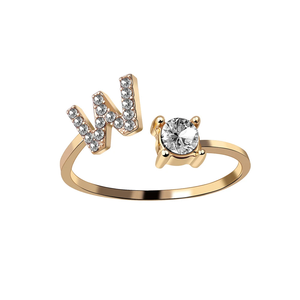 Mode 26 Initial Brief Ring Silber Farbe Persönlichkeit Finger Ringe Frauen Einfache Elegante Schmuck Freundschaft Geschenk Großhandel