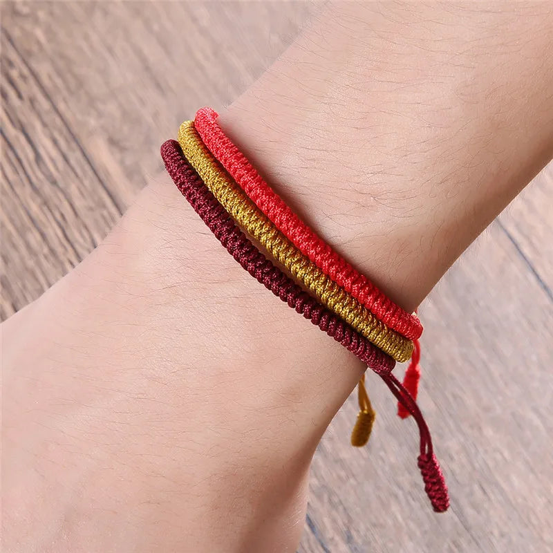 Mehrfarbiges Fadenarmband, tibetischer Buddhismus, Liebe, Glücksbringer, tibetische Armbänder und Armreifen für Damen und Herren, handgefertigtes Knotenseil