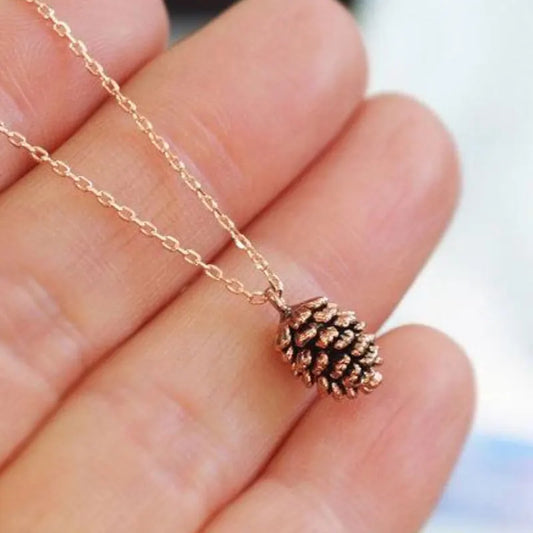 Nette Pinienkernen Anlage Probe Anhänger Halskette Für Frauen Metall Halsband Acorn Tannenzapfen Kette Halskette Schmuck Zubehör Geschenk