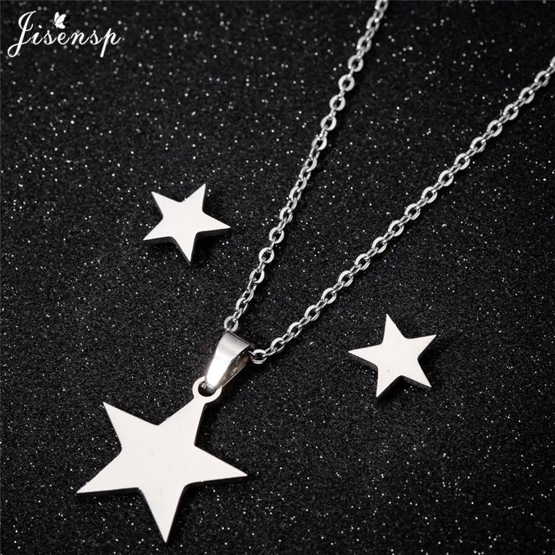 100% Tiny Star Edelstahl Anhänger Halsketten für Frauen Geburtstag Schmuck Einfache Crescent Moon Ohrringe Schmuck Dropshipping