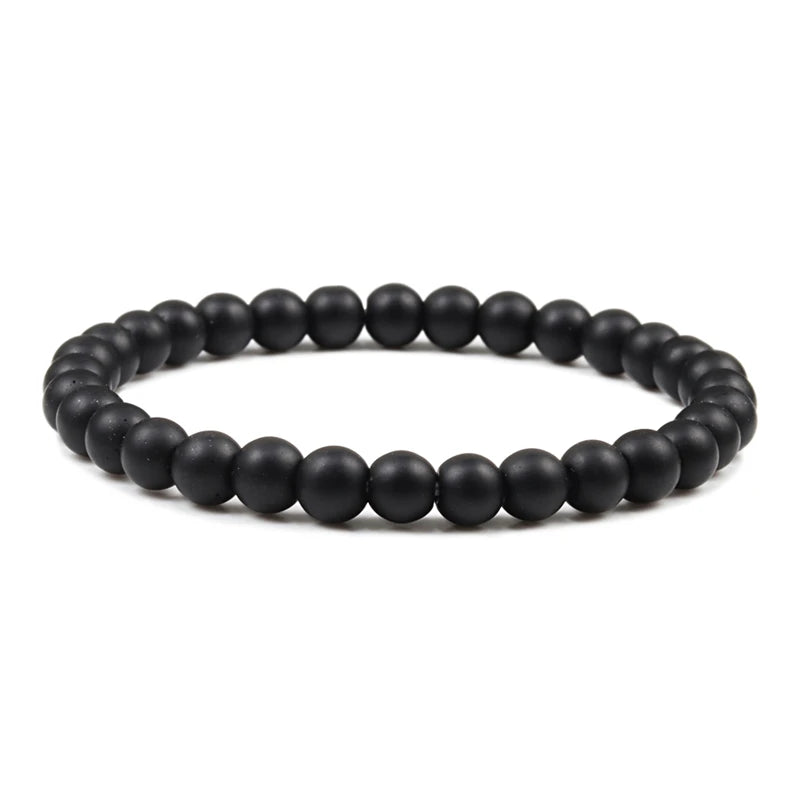 Natürliche Stein Elastische Armband 6mm Charme Männer Schwarz Lava Blau Perlen Strang Armbänder für Frauen Yoga Meditation Schmuck pulseira