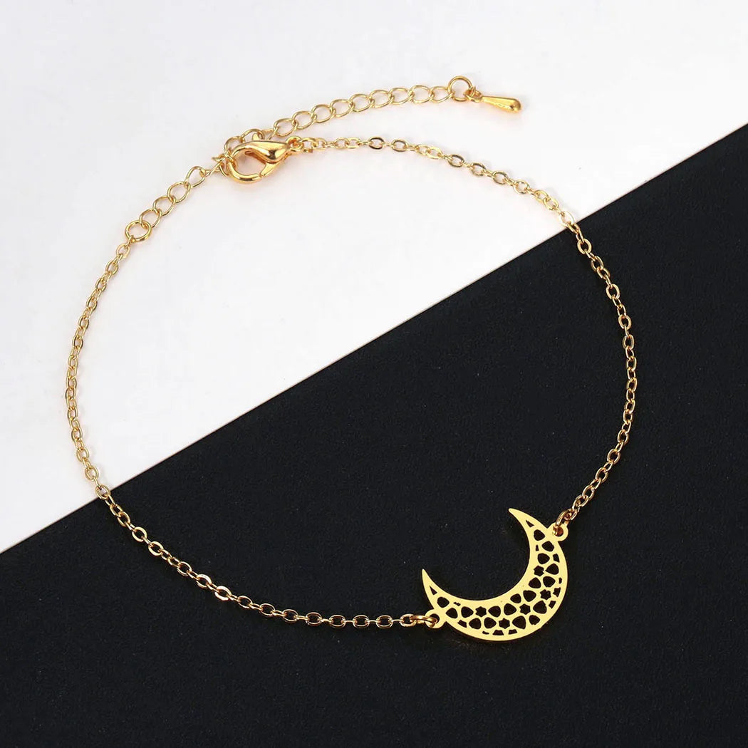 Cxwind Edelstahl Crescent Moon Armband Verstellbare Ketten Armbänder Islam Schmuck Für Frauen Männer Horn Charme Pulseras Mujer