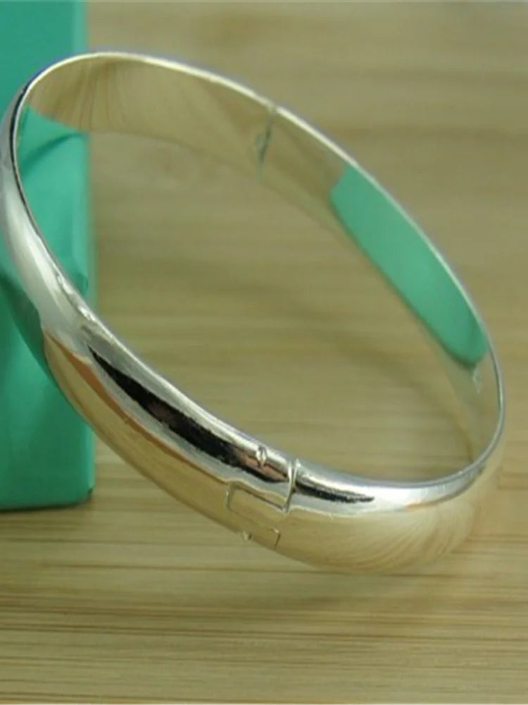 Neues Armband aus 925er-Sterlingsilber, schlicht, glänzend, offener Armreif, Modeschmuck, Geschenk