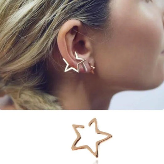Mädchen Hohle Stern Ohr Manschette Ohrringe Ohrstecker Boho Vintage Gefälschte Knorpel Ohrring Clip Ohrringe Frauen Ohrringe Punk Rock Earcuff