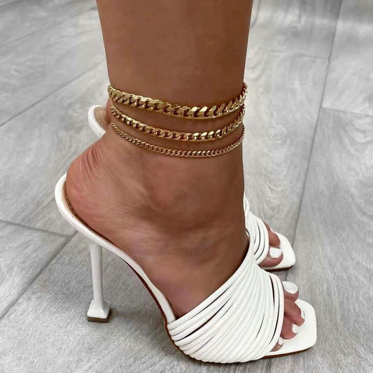 3mm 6mm 8mm Punk Miami Kubanischen Kette Fußkettchen Für Frauen Gold Überzogene Edelstahl Stapeln Kette Fußkettchen fuß Schmuck
