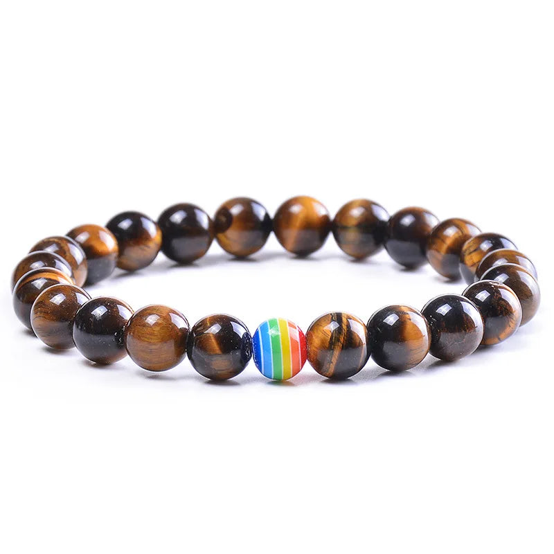 LGBT-Beziehungsarmband Rainbow Pride 8 mm weißes Howlith schwarzes Lavagestein-Armband Natursteinperlen Öldiffusor-Armbänder