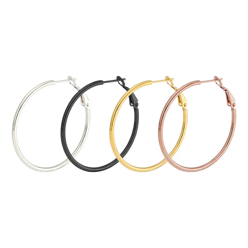 2 Paar 40 mm chirurgische Stahl-Creolen, goldfarbene Rose, hypoallergene Ohrring-Sets für Frauen und Mädchen, weibliche Schmuckgeschenke