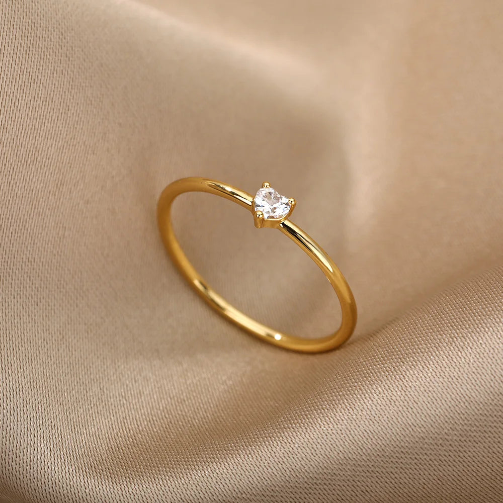 Zirkon Kleine Herz Ringe Für Frauen Minimalismus Herz Ring Edelstahl Finger Dainty Ring Valentinstag Geschenke Kostenloser Versand