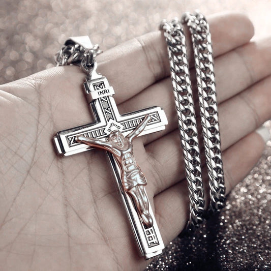 Vintage Jesus Kreuz Anhänger Männer und Frauen Amulett Halskette katholischen christlichen religiösen Gebet Schmuck Geschenk