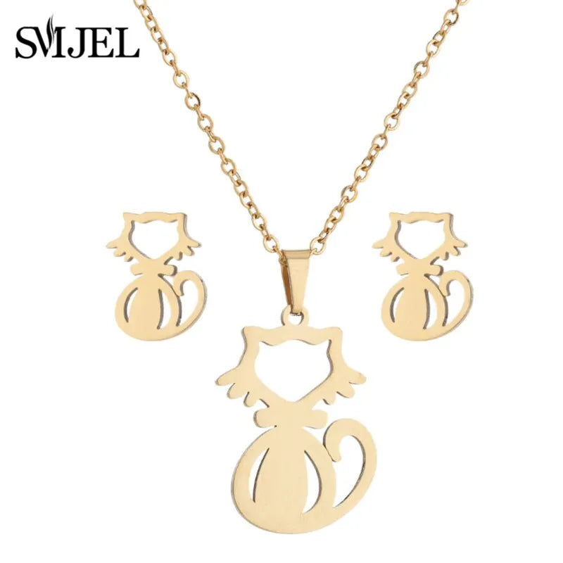 Tanzen Ballett Frauen Mädchen Ohrring Mode Ballerina Halsketten Gold Farbe Edelstahl Schmuck Set Zubehör Club Sport Geschenk