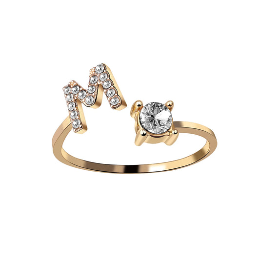 Mode 26 Initial Brief Ring Silber Farbe Persönlichkeit Finger Ringe Frauen Einfache Elegante Schmuck Freundschaft Geschenk Großhandel