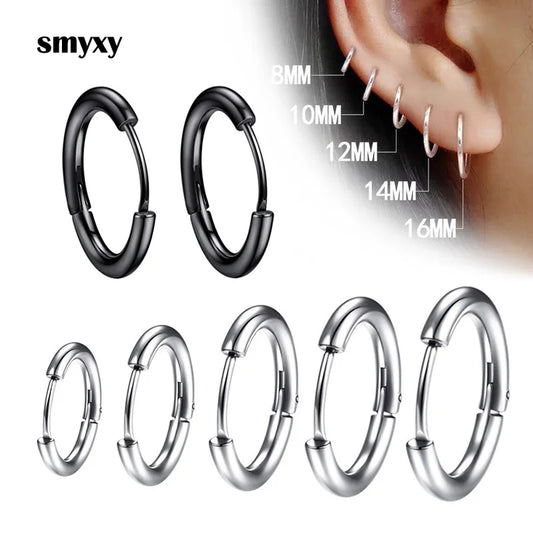1 Paar Damen/Herren-Ohrringe aus Edelstahl mit kleinen Creolen, Piercing, Ohrknorpel, Tragus, einfacher dünner Kreis, antiallergische Ohrschnalle
