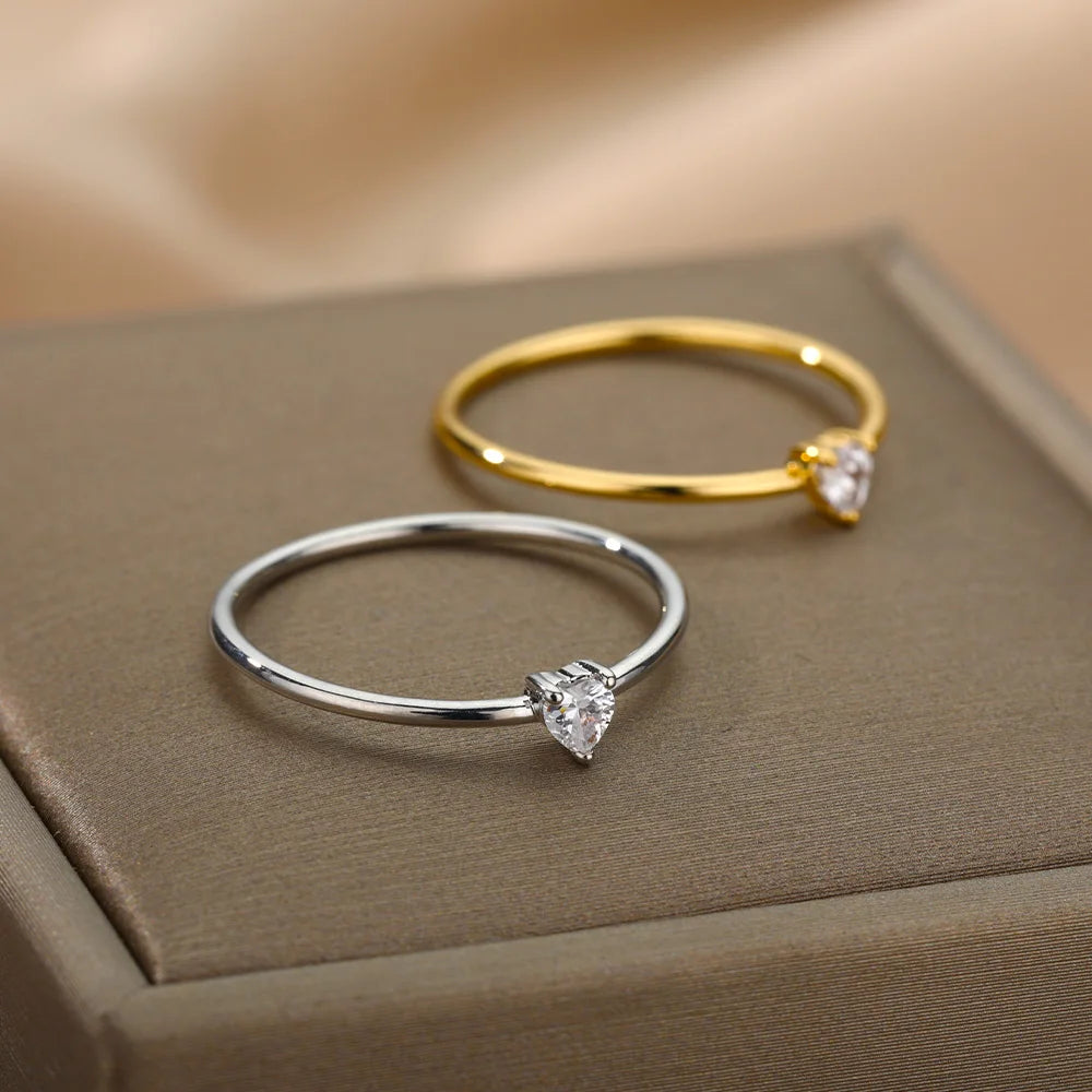 Zirkon Kleine Herz Ringe Für Frauen Minimalismus Herz Ring Edelstahl Finger Dainty Ring Valentinstag Geschenke Kostenloser Versand