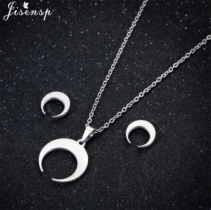 100% Tiny Star Edelstahl Anhänger Halsketten für Frauen Geburtstag Schmuck Einfache Crescent Moon Ohrringe Schmuck Dropshipping