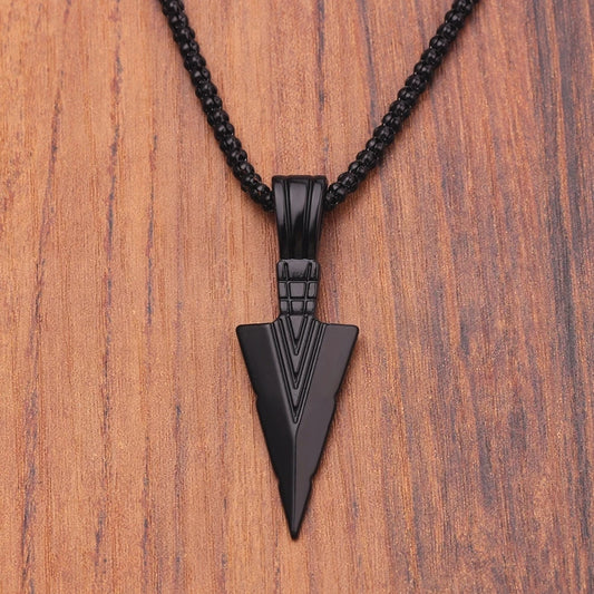 Männer Design Matte Schwarz Lange Halskette Mit Pfeil Anhänger Schmuck Kette Hip Hop Punk Rock Weihnachten Halloween Geschenk Für Männer frauen