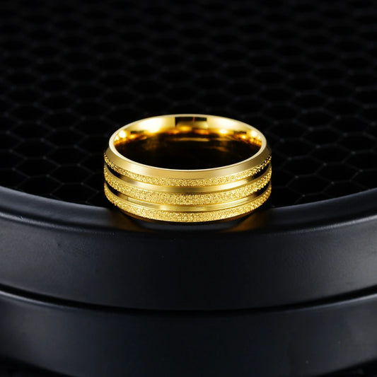 Hochwertiger 8 mm einfacher mattierter Ring, modischer goldfarbener Ring, Ehering