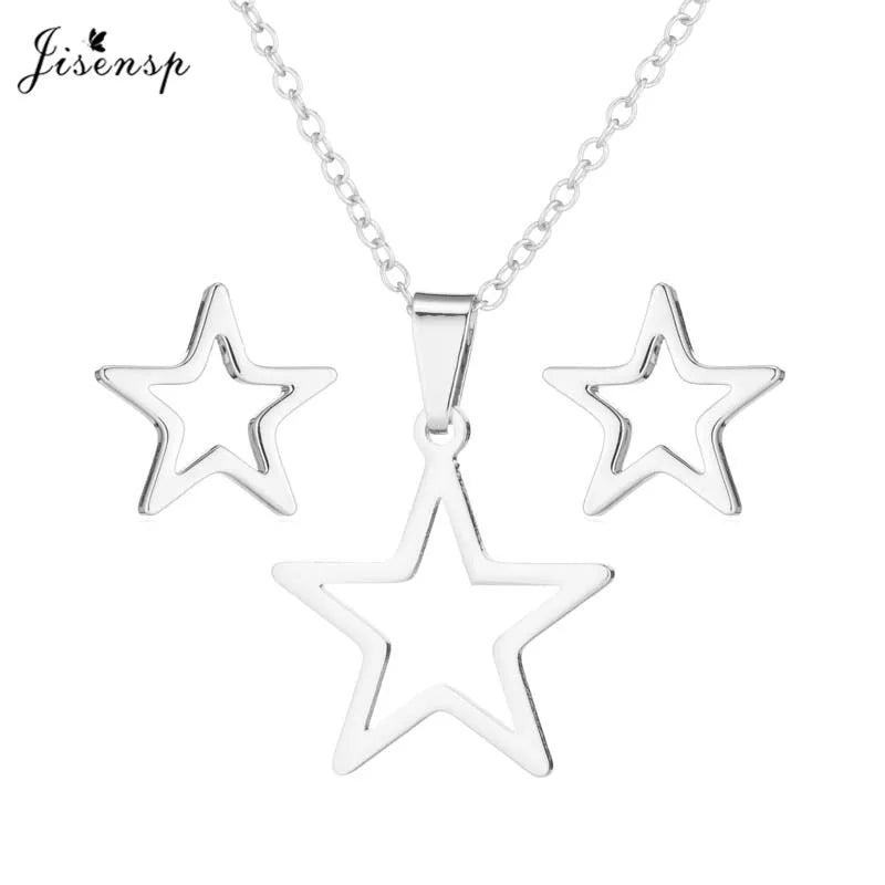 100% Tiny Star Edelstahl Anhänger Halsketten für Frauen Geburtstag Schmuck Einfache Crescent Moon Ohrringe Schmuck Dropshipping