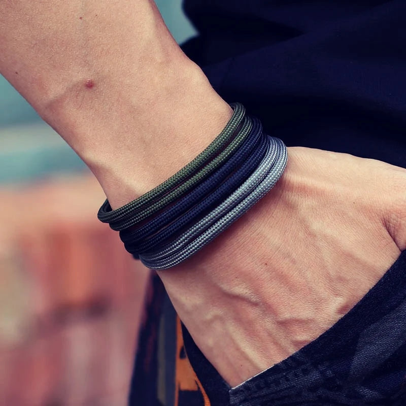 Handgemachte Paracord Seil Armband Männer Set Braclet Einstellbar Männlichen Casual Klettern Braslet Minimalistischen Schmuck Geschenk Hombre Pulseras