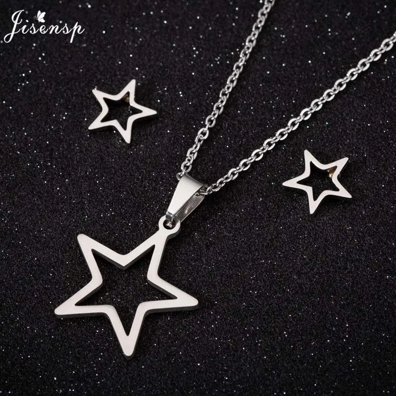 100% Tiny Star Edelstahl Anhänger Halsketten für Frauen Geburtstag Schmuck Einfache Crescent Moon Ohrringe Schmuck Dropshipping