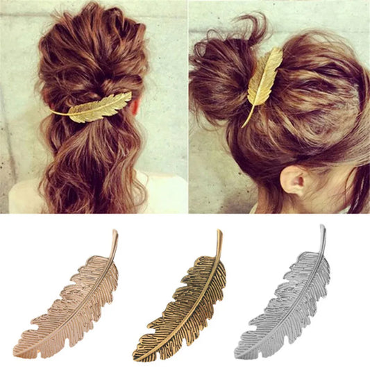 Neue Legierung Vintage Haar Clip Feder Blatt Form Haarspange Metall Haarnadeln Für Frauen Dame Headwear Haar Zubehör