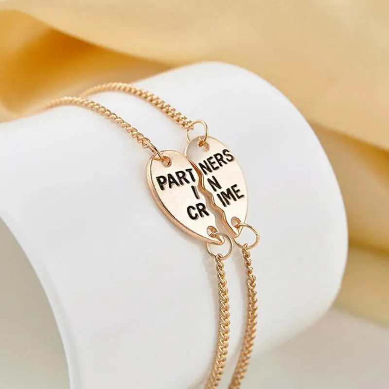 Beste Freunde Für Immer Partner In Verbrechen Valentine Split Herz Anhänger Armbänder & Armreifen Set 1 Paar