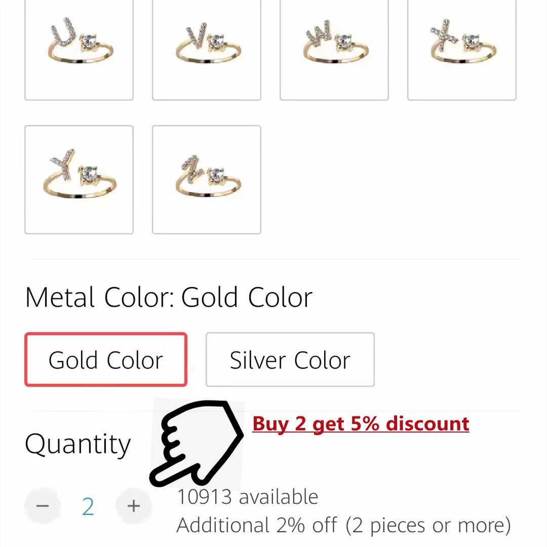 Mode 26 Initial Brief Ring Silber Farbe Persönlichkeit Finger Ringe Frauen Einfache Elegante Schmuck Freundschaft Geschenk Großhandel