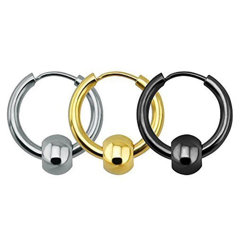 Goldfarbene IP-Beschichtung aus Edelstahl 316, kreisförmig, 8, 10, 12, 14, 16 mm, Kugel-Creolen, kein Verblassen, allergiefrei, klassischer kurzer Stil