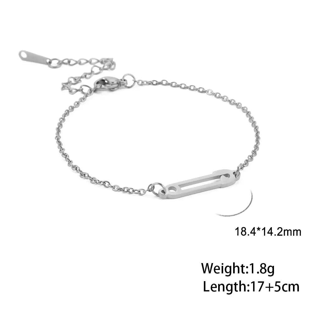 Unift Edelstahl-Pin-Armband für Damen, goldfarben, Büroklammer, Sicherheitsnadel, Gliederkette, trendiges, minimalistisches Schmuckzubehör
