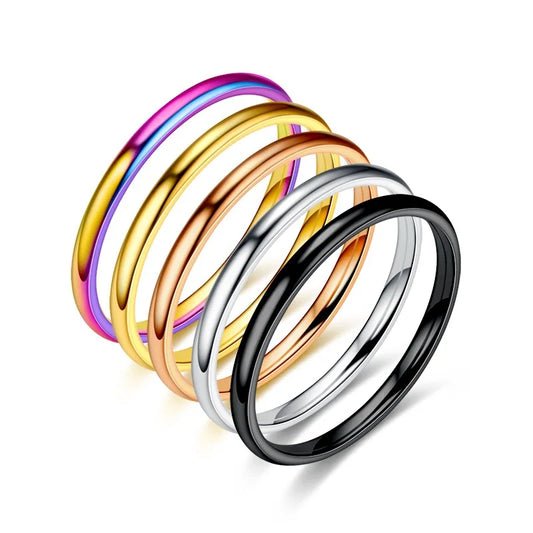 2 mm dünne Ringe für Männer, Frauen, Mädchen, massiver Edelstahl, minimalistischer Ring, eleganter Party-Schwanzring, Paarringe