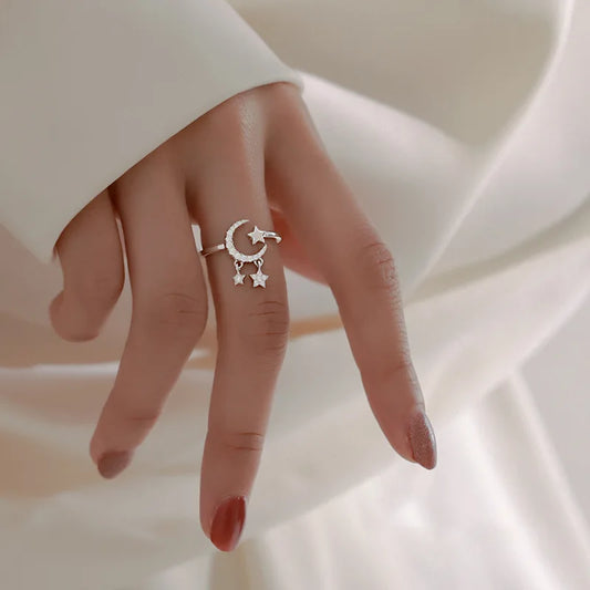 VENTFILLE 925er Silber Mondquaste Öffnung Damenmode Ins Ring