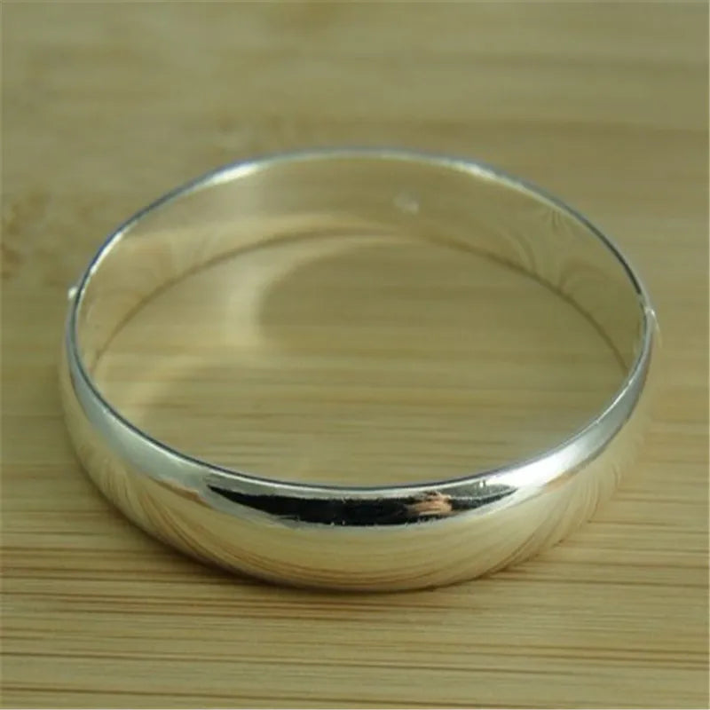 Neues Armband aus 925er-Sterlingsilber, schlicht, glänzend, offener Armreif, Modeschmuck, Geschenk