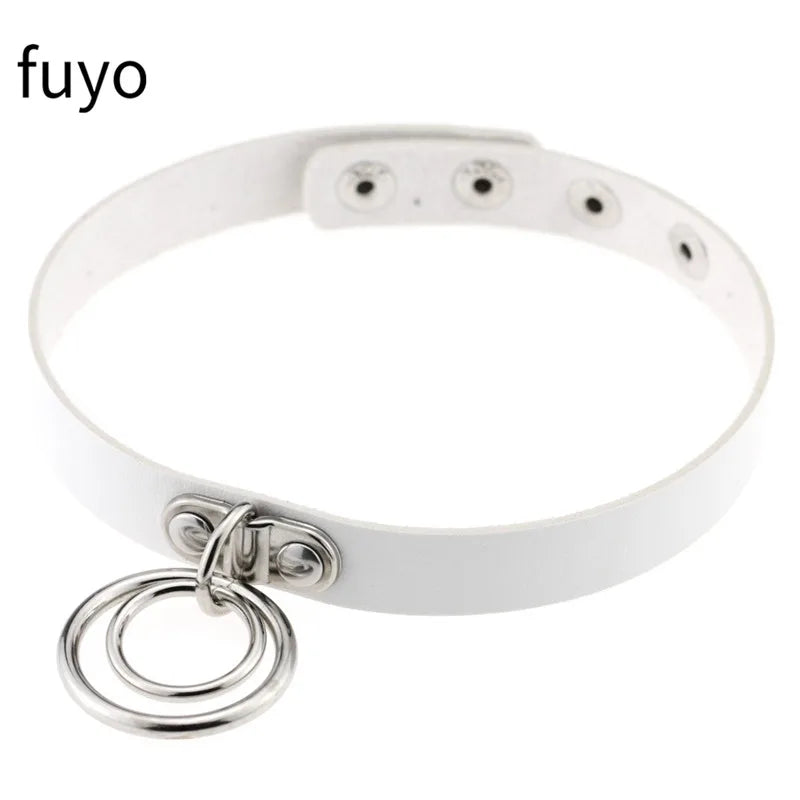 Weiß Sexy Vegan Choker Halsketten Punk Harajuku Goth Kragen Kette Traktion Halskette Leder Bondage Cosplay Party Schmuck Grunge