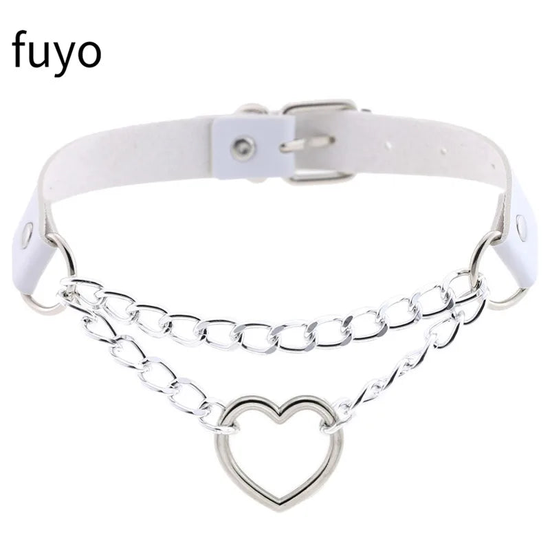 Weiß Sexy Vegan Choker Halsketten Punk Harajuku Goth Kragen Kette Traktion Halskette Leder Bondage Cosplay Party Schmuck Grunge