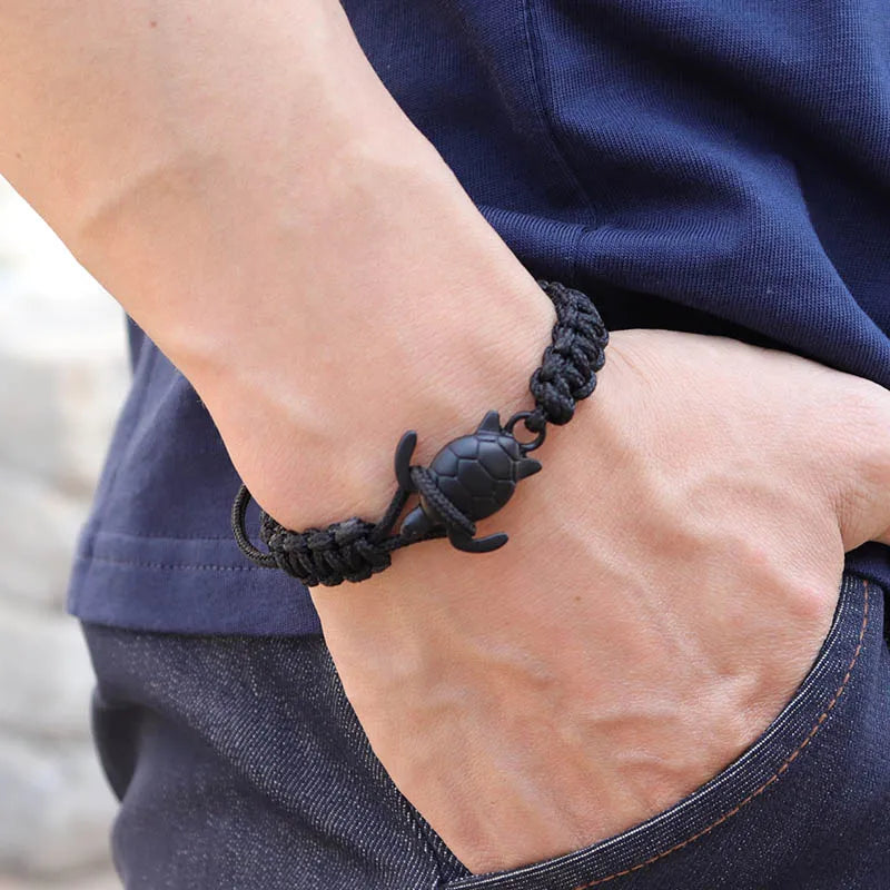 Handgemachtes Paracord Survival Armband Herren Meeresschildkröte Armband Verstellbares Seil Armband Freund Geschenk Armband Schmuck Pulseira