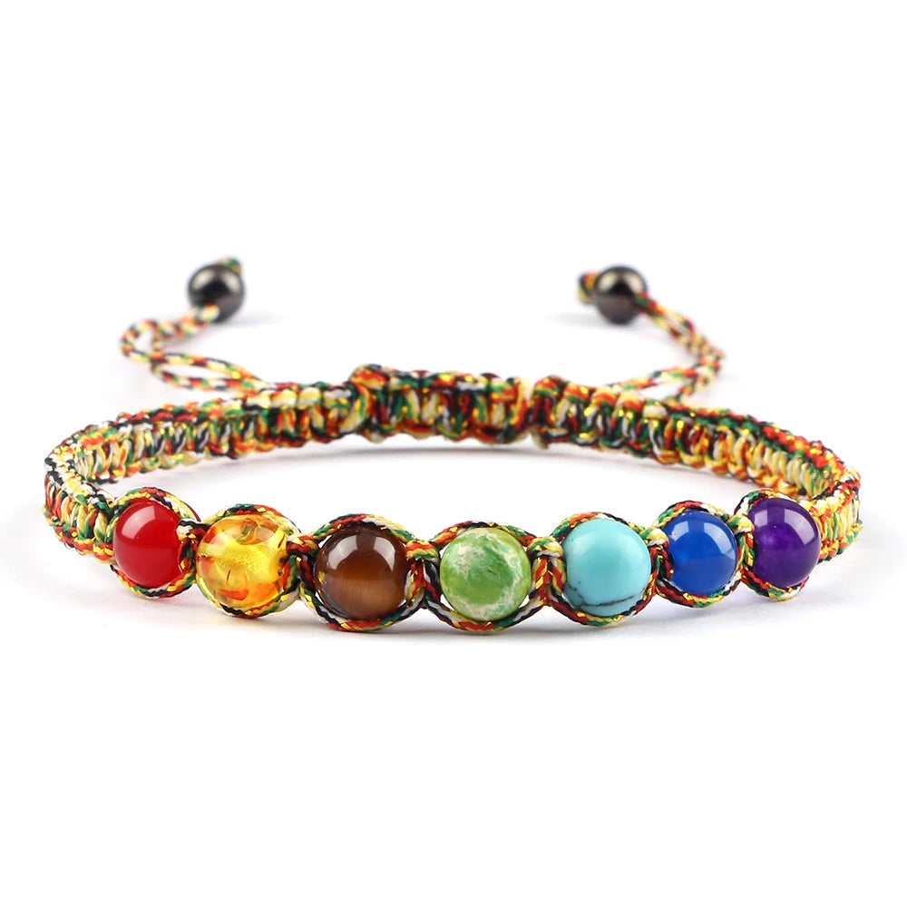 Handgewebtes 7-Chakra-Heilperlen-Armband für Männer, 6 mm, Naturstein, Gebetsarmbänder, Paare, modischer Armreif, Damen, Yoga, Schmuck, Geschenk