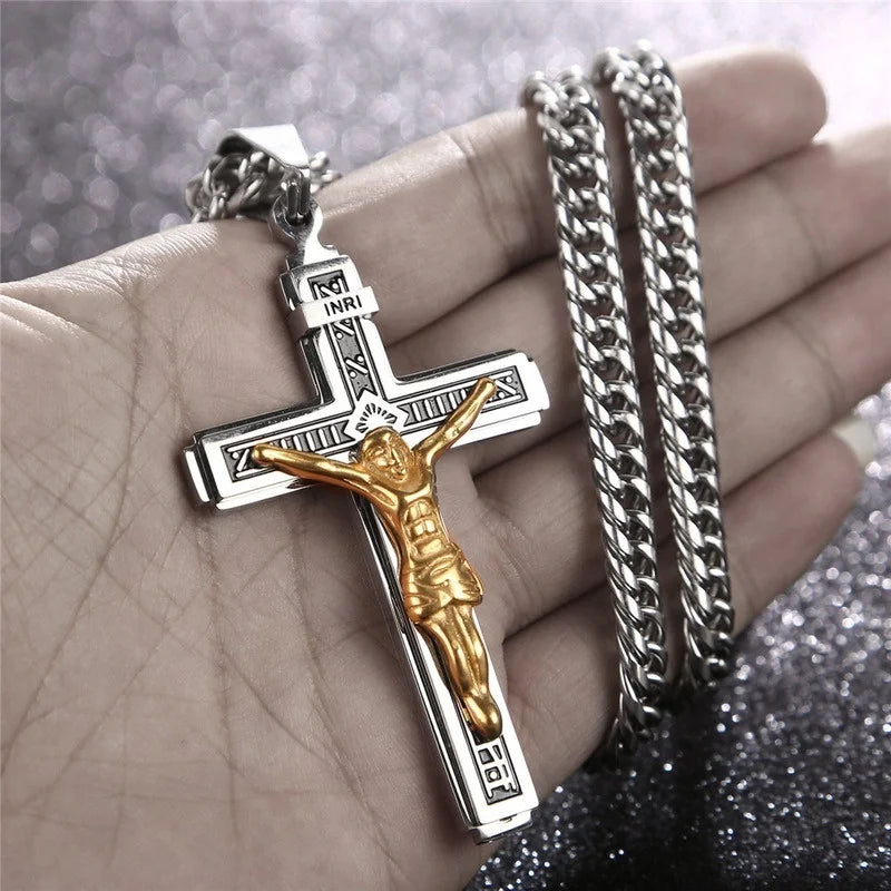 Vintage Jesus Kreuz Anhänger Männer und Frauen Amulett Halskette katholischen christlichen religiösen Gebet Schmuck Geschenk