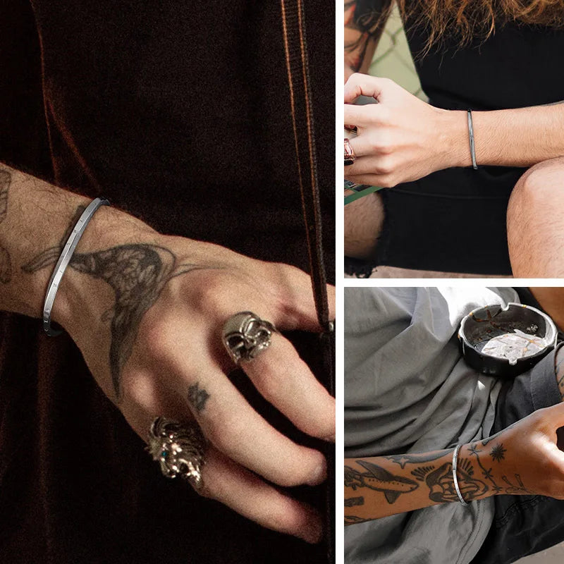 Vnox Retro Nordic Vikings Manschettenarmreif für Männer, Edelstahl Mobius Nordische Mythologie Runen Amulett Schmuck