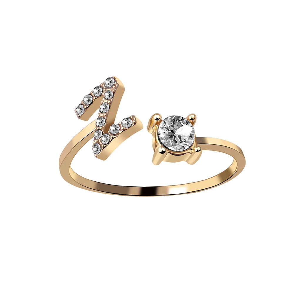 Mode 26 Initial Brief Ring Silber Farbe Persönlichkeit Finger Ringe Frauen Einfache Elegante Schmuck Freundschaft Geschenk Großhandel
