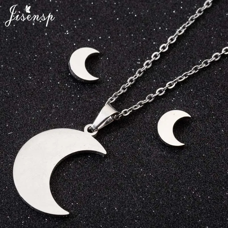 100% Tiny Star Edelstahl Anhänger Halsketten für Frauen Geburtstag Schmuck Einfache Crescent Moon Ohrringe Schmuck Dropshipping
