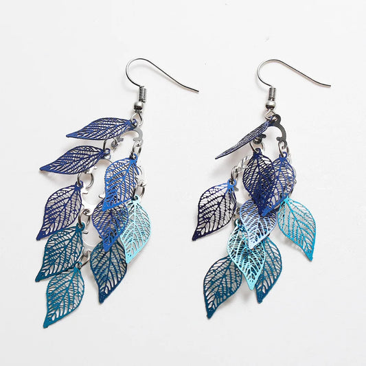 8 jahreszeiten Mode Vintage Tropfen Ohrringe Blatt Bunte Feder Anhänger Quaste Für Frauen Ohrringe Zubehör Schmuck 2022 Trend