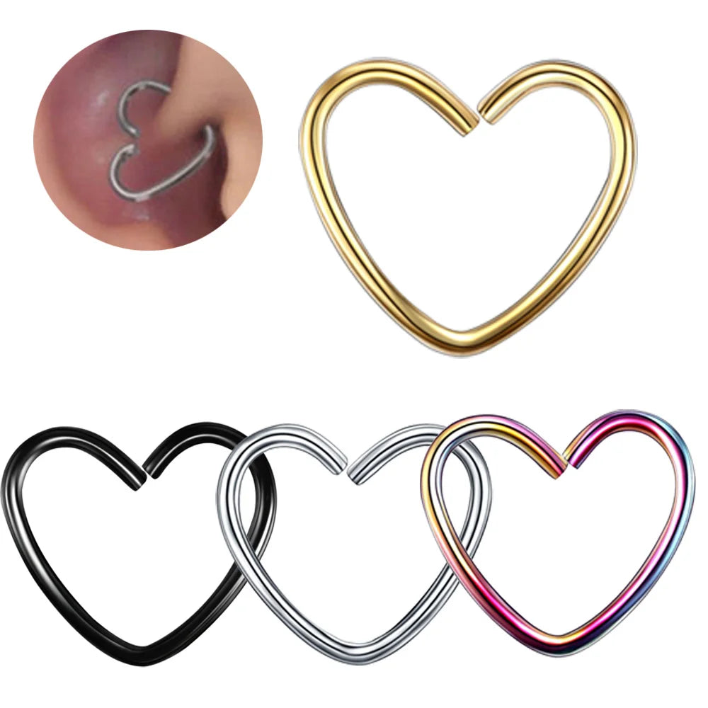 Körperschmuck Chirurgenstahl Daith Herz Ring Knorpel Tragus Piercings Hoop Lippe Nasenringe Orbital Ohrstecker Helix Schmuck