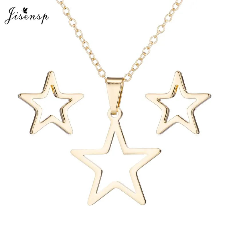 100% Tiny Star Edelstahl Anhänger Halsketten für Frauen Geburtstag Schmuck Einfache Crescent Moon Ohrringe Schmuck Dropshipping