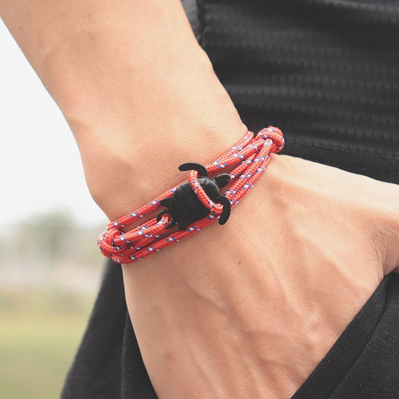 Doppel Wrap Paracord Armband Nette Sea Turtle Tiere Braclet Böhmen Männer Frauen Einstellbare Braslet Outdoor Survival Schmuck Geschenk