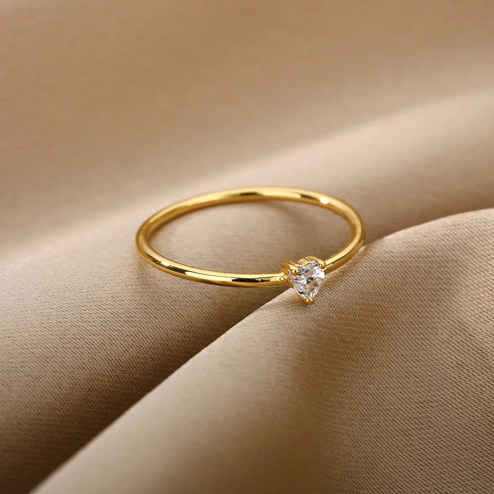 Zirkon Kleine Herz Ringe Für Frauen Minimalismus Herz Ring Edelstahl Finger Dainty Ring Valentinstag Geschenke Kostenloser Versand