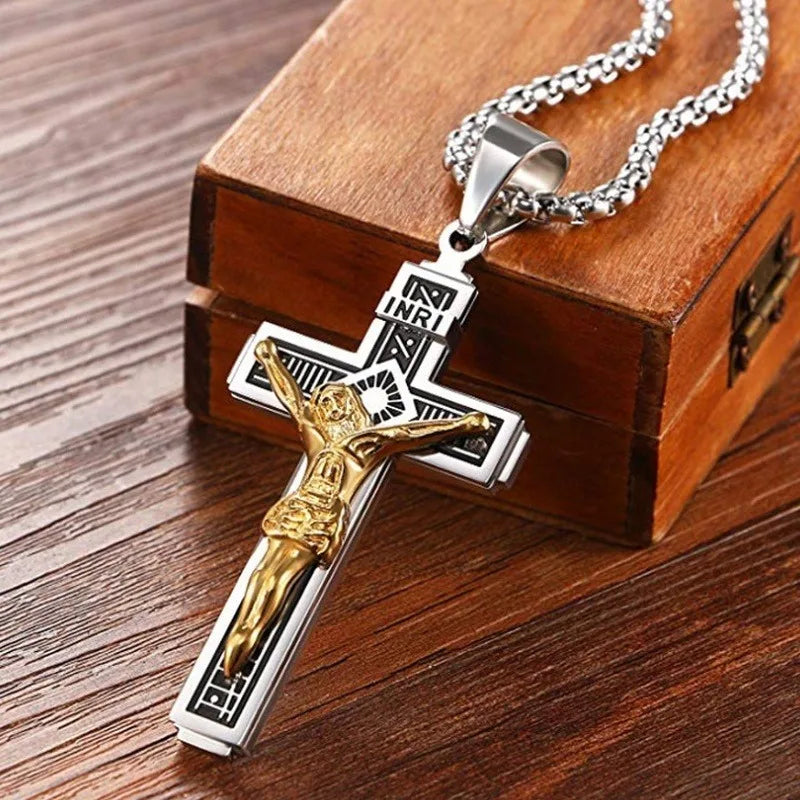 Vintage Jesus Kreuz Anhänger Männer und Frauen Amulett Halskette katholischen christlichen religiösen Gebet Schmuck Geschenk