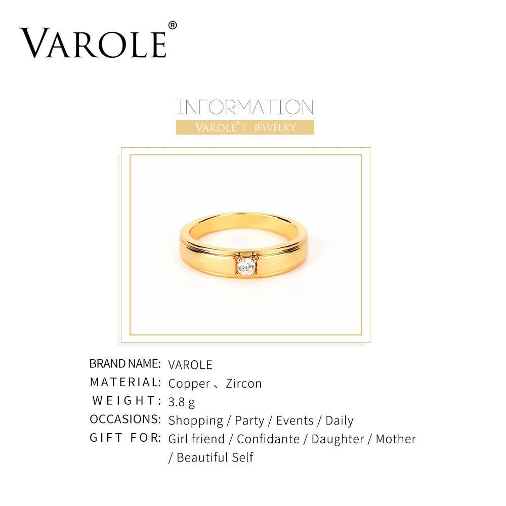 VAROLE Punk Ringe Für Frauen mit Großen CZ Gold Farbe Minimalistischen Ring Mode Schmuck Anillos Mujer Geschenke